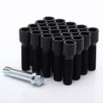 Set of 10 BLACK star bolts 50mm 14x1.25 + Key