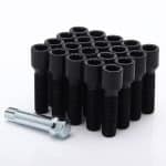 Set of 10 BLACK star bolts 55mm 14x1.5 + Key