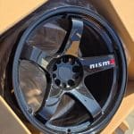 19x9.5 5x114.3 ET3 66.1 BLACK w/ WHITE RED NISMO