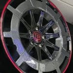 22x9.5 5x130 ET36 84.1 GLOSS BLACK + RED CARBON LIP
