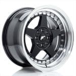 JR6 16x9 ET20 4x100 4x108 Gloss Black w/Machined Lip