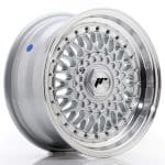 15x7 4x100 4x108 ET20 Silver w/Machined Lip+Silver Rivets