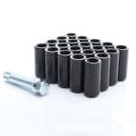 Set of BLACK long star lug nuts 14x1.5 + Key