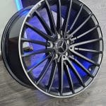 20x8.5 5x112 ET38 66.56 SATIN BLACK MACHINED LIP NEW AMG