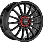 18x8 5x112 ET48 OZ SUPERTUR EVOLUZION GLOSS BLACK RED LETTERING WL SL01