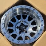 16x10 5x114.3 ET-44 73.1 BLACK MACHINED FACE+CHROME RIVETS