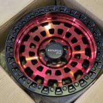 17x9 5x127 ET-12 71.6 RED + MATT BLACK RING + RIVETS