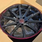 19x9.5 5x112 ET45 66.6 BLACK RED LIP